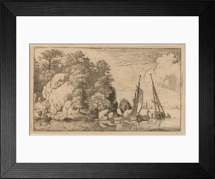 Framed Print : Two Boats on a Wide River, probably c. 1645 / 1656. Creator: Allart van Everdingen Framed Print : Two Boats on a Wide River, probably c. 1645 / 1656. Creator: Allart van Everdingen
