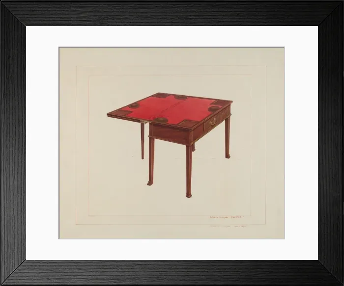 Framed Print : Three Leaf Gaming Table, c. 1938. Creator: Edward L Loper Framed Print : Three Leaf Gaming Table, c. 1938. Creator: Edward L Loper