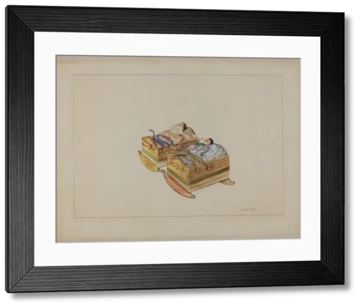 Framed Print : Two Cradles with Dolls, 1935 / 1942. Creator: John Fisk Framed Print : Two Cradles with Dolls, 1935 / 1942. Creator: John Fisk