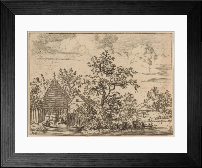 Framed Print : Two Casks in Front of a Cottage, probably c. 1645 / 1656. Creator: Allart van Everdingen Framed Print : Two Casks in Front of a Cottage, probably c. 1645 / 1656. Creator: Allart van Everdingen