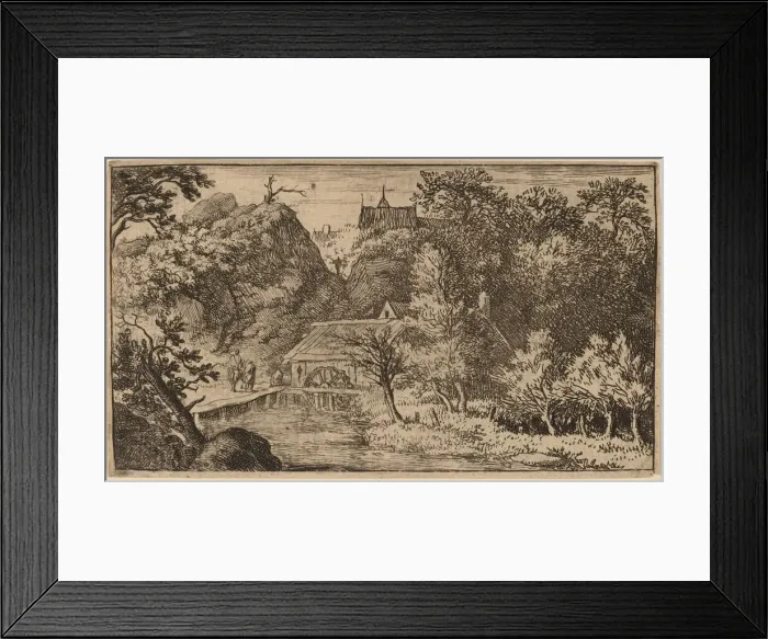 Framed Print : Water Mill at the Foot of a Mountain, probably c. 1645 / 1656 Framed Print : Water Mill at the Foot of a Mountain, probably c. 1645 / 1656