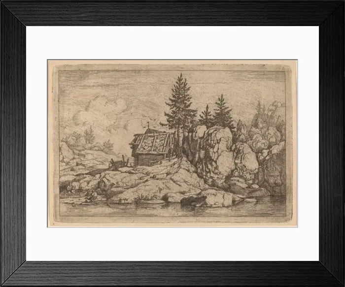 Framed Print : Two Fir Trees near Cottages, probably c. 1645 / 1656. Creator: Allart van Everdingen Framed Print : Two Fir Trees near Cottages, probably c. 1645 / 1656. Creator: Allart van Everdingen