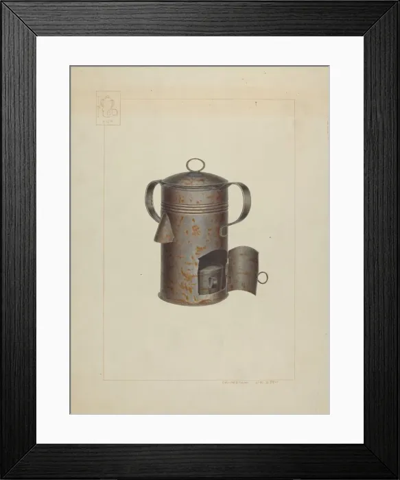 Framed Print : Tin Milk Warmer, c. 1938. Creator: Edward L Loper Framed Print : Tin Milk Warmer, c. 1938. Creator: Edward L Loper