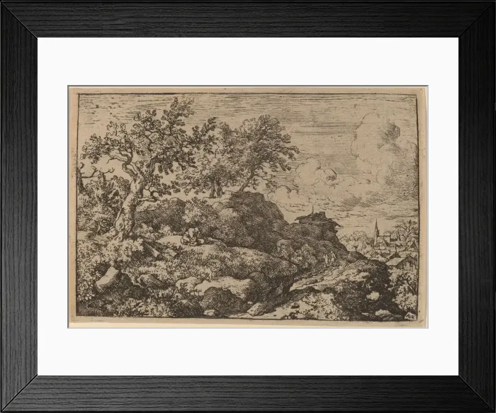 Framed Print : Two Peasants Seated on a Hill, probably c. 1645 / 1656. Creator: Allart van Everdingen Framed Print : Two Peasants Seated on a Hill, probably c. 1645 / 1656. Creator: Allart van Everdingen