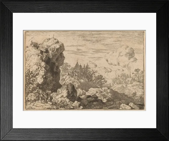 Framed Print : Three Travelers at the Foot of a High Rock, probably c. 1645 / 1656 Framed Print : Three Travelers at the Foot of a High Rock, probably c. 1645 / 1656