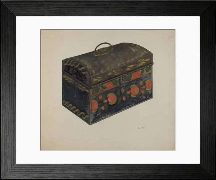 Framed Print : Tin Oblong Box, c. 1938. Creator: George File Framed Print : Tin Oblong Box, c. 1938. Creator: George File