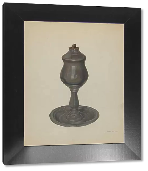 Whale Oil Lamp, c. 1940. Creator: William O. Fletcher