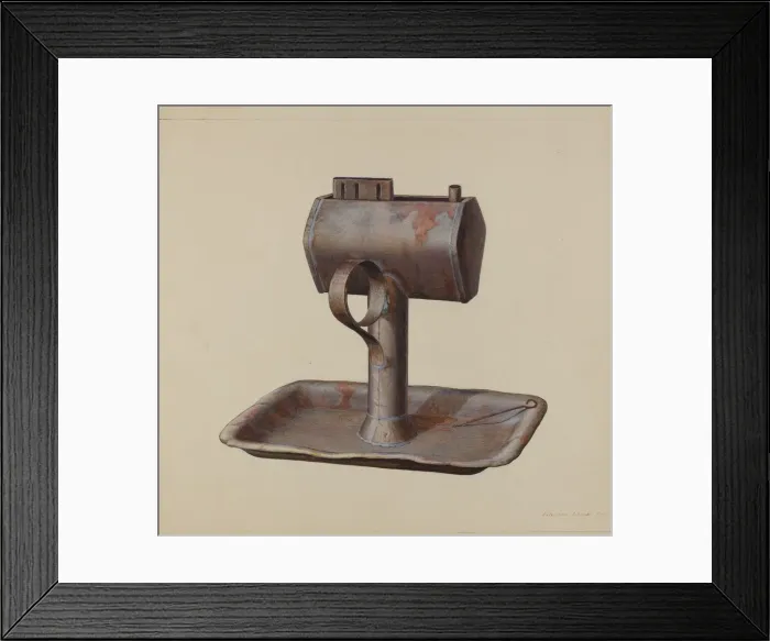 Framed Print : Whale Oil Lamp, c. 1939. Creator: Edward L Loper Framed Print : Whale Oil Lamp, c. 1939. Creator: Edward L Loper