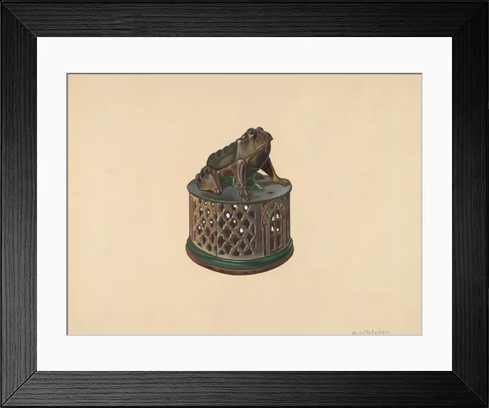 Framed Print : Toy Bank: Frog, c. 1938. Creator: William O. Fletcher Framed Print : Toy Bank: Frog, c. 1938. Creator: William O. Fletcher