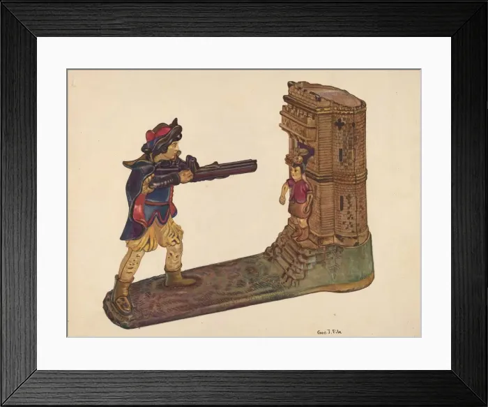 Framed Print : Toy Bank: William Tell, c. 1937. Creator: George File Framed Print : Toy Bank: William Tell, c. 1937. Creator: George File