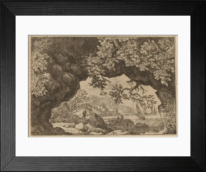 Framed Print : View through a Pierced Rock, probably c. 1645 / 1656. Creator: Allart van Everdingen Framed Print : View through a Pierced Rock, probably c. 1645 / 1656. Creator: Allart van Everdingen