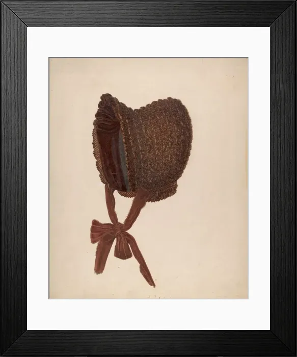Framed Print : Womans Bonnet, 1935 / 1942. Creator: Marie Famularo Framed Print : Womans Bonnet, 1935 / 1942. Creator: Marie Famularo