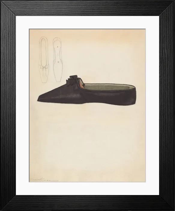 Framed Print : Womans Slipper, c. 1937. Creator: Bessie Forman Framed Print : Womans Slipper, c. 1937. Creator: Bessie Forman