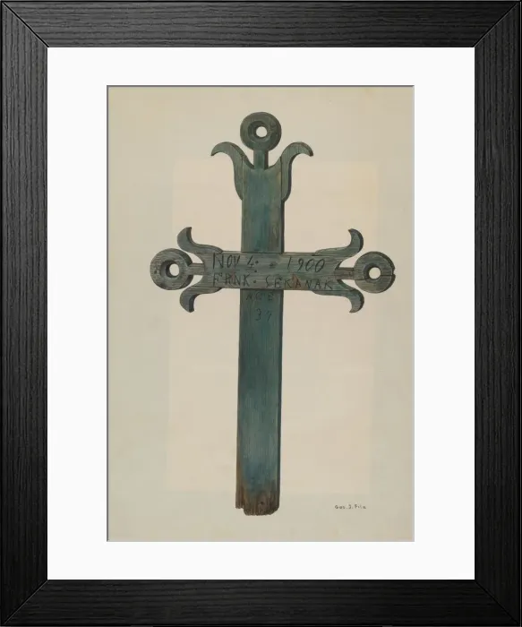 Framed Print : Wooden Cross, c. 1940. Creator: George File Framed Print : Wooden Cross, c. 1940. Creator: George File