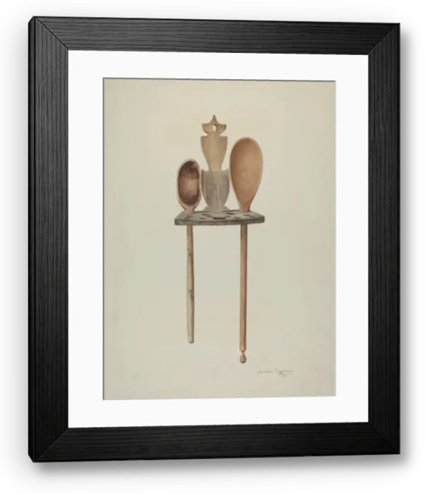 Framed Print : Wooden Spoon Rack, c. 1941. Creator: Sarkis Erganian Framed Print : Wooden Spoon Rack, c. 1941. Creator: Sarkis Erganian
