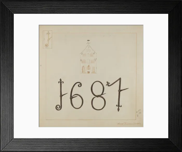 Framed Print : Wrought Iron Numerals, c. 1937. Creator: Samuel Fineman