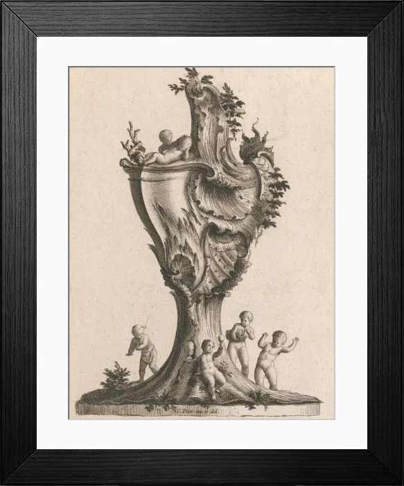 Framed Print : Design for a large Lidded Vase, Plate 1 from: Neu inventierte Vasi auf die Framed Print : Design for a large Lidded Vase, Plate 1 from: Neu inventierte Vasi auf die