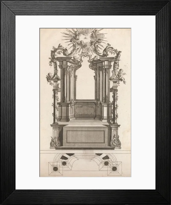 Framed Print : Design for a Monumental Altar, Plate o (?) from Unterschiedliche Neu Inv Framed Print : Design for a Monumental Altar, Plate o (?) from Unterschiedliche Neu Inv