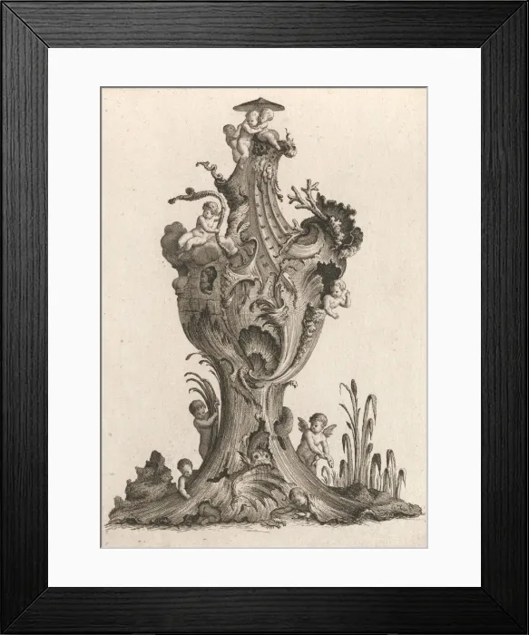 Framed Print : Design for a large Vase representing Water, Plate 5 from: Neu inventiert Framed Print : Design for a large Vase representing Water, Plate 5 from: Neu inventiert
