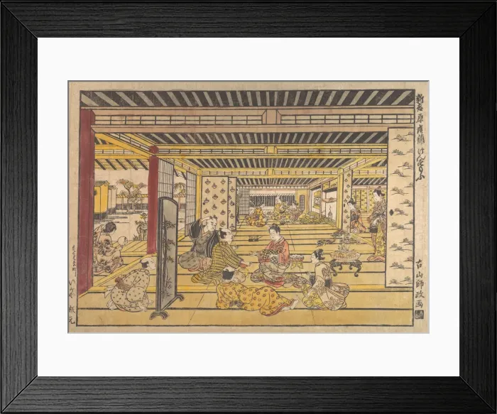 Framed Print : A Game of Hand Sumo in the New Yoshiwara, ca. 1740. Creator: Furuyama Moromasa Framed Print : A Game of Hand Sumo in the New Yoshiwara, ca. 1740. Creator: Furuyama Moromasa