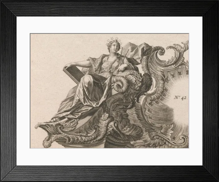 Framed Print : Design for a Rocaille Cartouche with the Figure of Prudentia, Plate 1 Framed Print : Design for a Rocaille Cartouche with the Figure of Prudentia, Plate 1