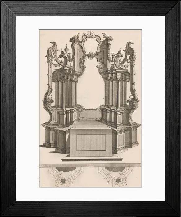 Framed Print : Design for a Monumental Altar, Plate q from Unterschiedliche Neu Inventi