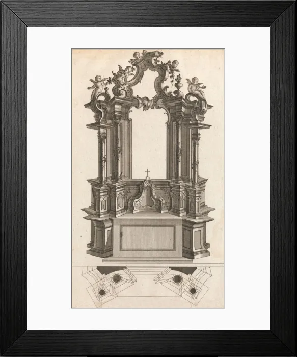 Framed Print : Design for a Monumental Altar, Plate p from Unterschiedliche Neu Inventi Framed Print : Design for a Monumental Altar, Plate p from Unterschiedliche Neu Inventi