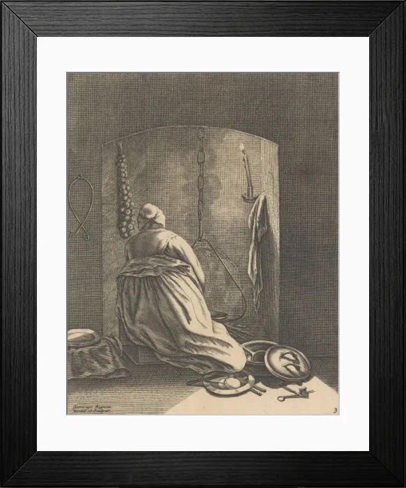 Framed Print : A Woman Cooking, Plate 3 from Five Feminine Occupations, ca. 1640-57. ca. 1640-57 Framed Print : A Woman Cooking, Plate 3 from Five Feminine Occupations, ca. 1640-57. ca. 1640-57