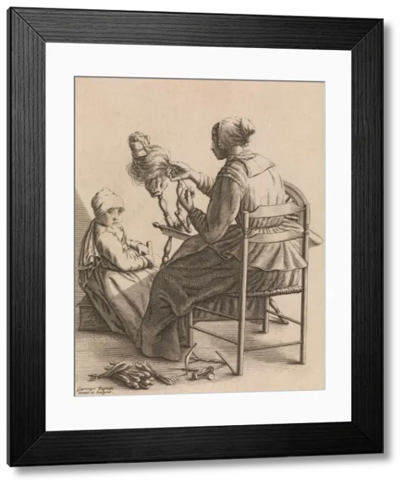 Framed Print : A Woman Spinning, Plate 4 from Five Feminine Occupations, ca. 1640-57 Framed Print : A Woman Spinning, Plate 4 from Five Feminine Occupations, ca. 1640-57