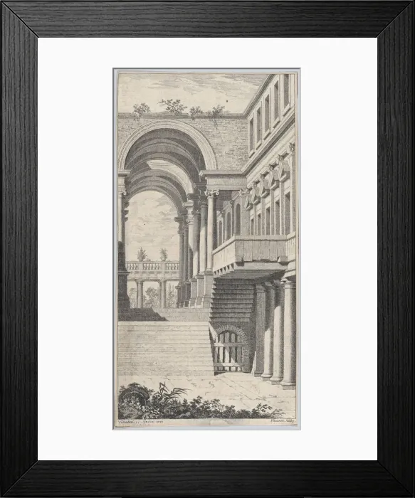 Framed Print : Architectural View with an Arch, 1740. Creator: Francois Vivares Framed Print : Architectural View with an Arch, 1740. Creator: Francois Vivares