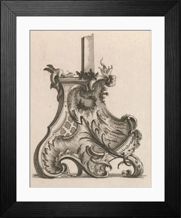 Framed Print : Design for the Base of a Crucifix, Plate 4 from: Neüinventierte Crucifix= Framed Print : Design for the Base of a Crucifix, Plate 4 from: Neüinventierte Crucifix=