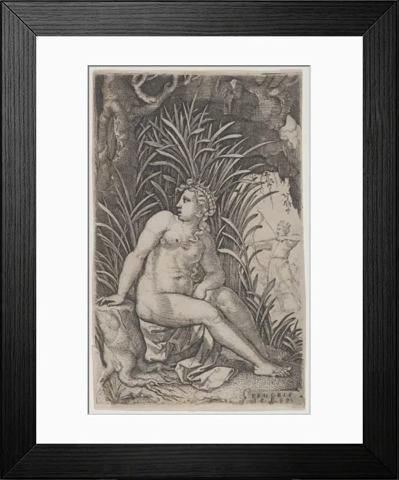 Framed Print : Cephalus and Procris, from The Greek Heroines, 1539. 1539. Creator: Georg Pencz