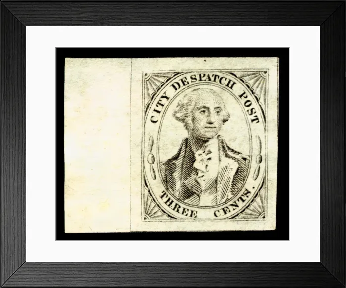 Framed Print : 3c Washington City Despatch local post stamp, 1842. Creator: Unknown Framed Print : 3c Washington City Despatch local post stamp, 1842. Creator: Unknown