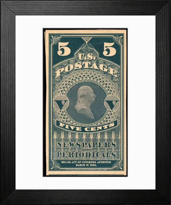 Framed Print : 5c Washington Newspapers and Periodicals trial color proof, 1865. Creator: Unknown Framed Print : 5c Washington Newspapers and Periodicals trial color proof, 1865. Creator: Unknown