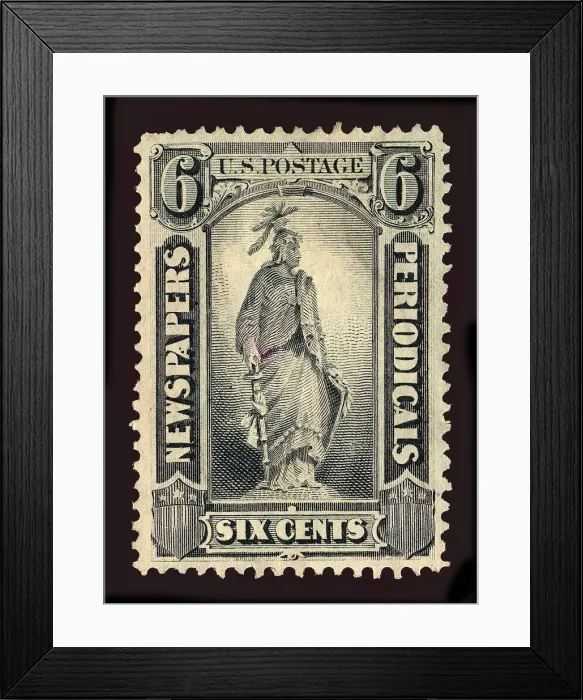 Framed Print : 6c Statue of Freedom Newspapers and Periodicals imprint single, 1875. Creator: Unknown Framed Print : 6c Statue of Freedom Newspapers and Periodicals imprint single, 1875. Creator: Unknown