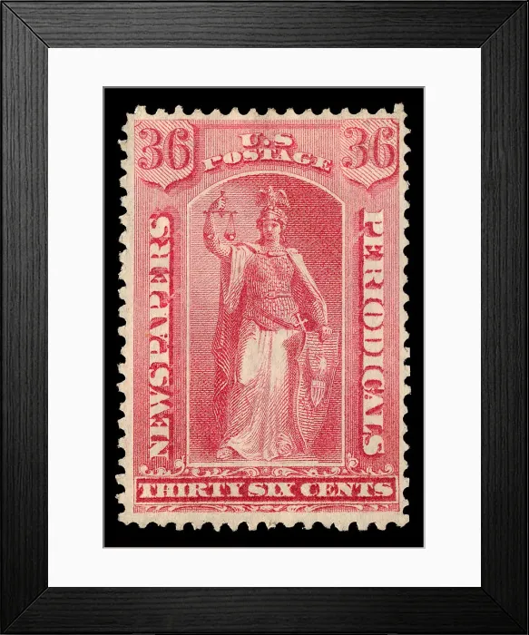 Framed Print : 36c Justice Newspapers and Periodicals imprint single, 1875. Creator: Unknown Framed Print : 36c Justice Newspapers and Periodicals imprint single, 1875. Creator: Unknown