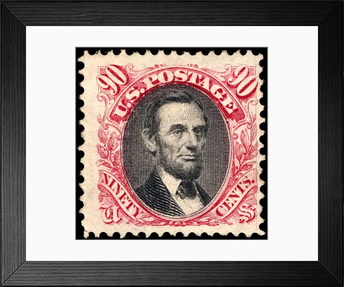 Framed Print : 90c Abraham Lincoln G Grill single, 1869. Creator: Unknown Framed Print : 90c Abraham Lincoln G Grill single, 1869. Creator: Unknown