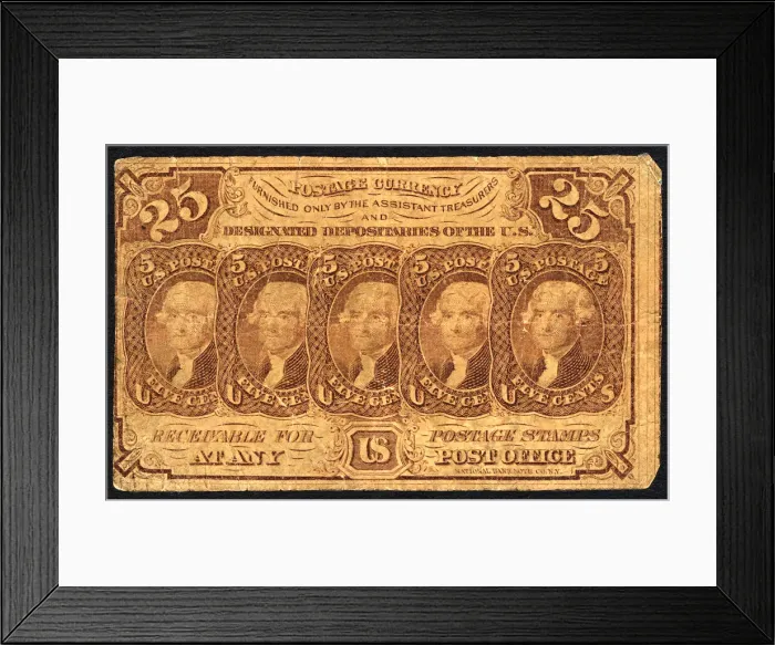 Framed Print : 25c Thomas Jefferson postage currency, 1862. Creator: Unknown Framed Print : 25c Thomas Jefferson postage currency, 1862. Creator: Unknown