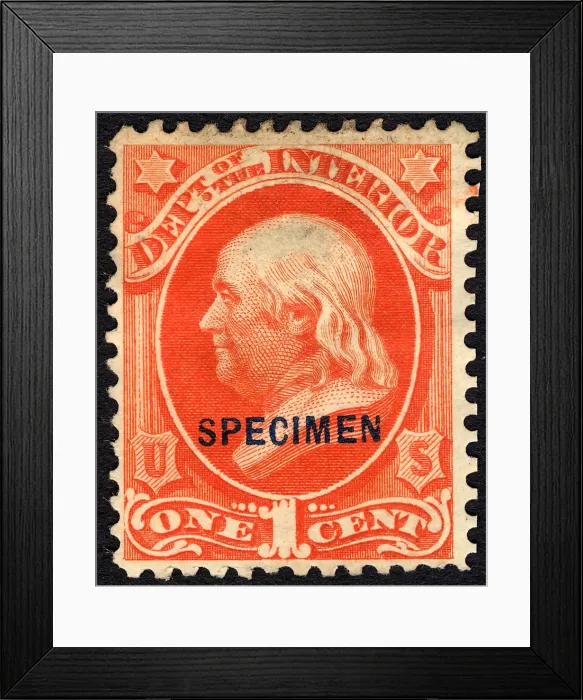Framed Print : 1c Franklin Interior Department special printing single, 1875. Creator: Unknown Framed Print : 1c Franklin Interior Department special printing single, 1875. Creator: Unknown