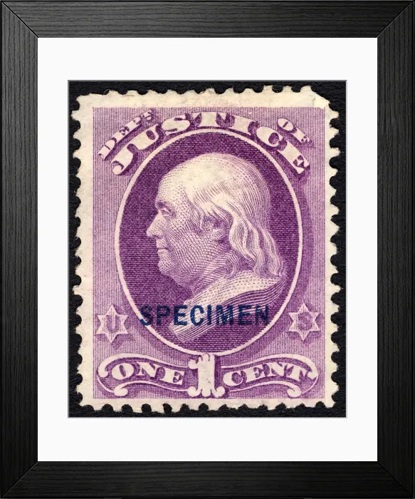 Framed Print : 1c Franklin Justice Department special printing single, 1875. Creator: Unknown Framed Print : 1c Franklin Justice Department special printing single, 1875. Creator: Unknown