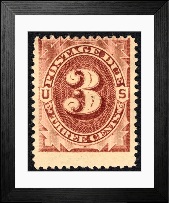 Framed Print : 3c Postage Due single, 1879. Creator: Unknown Framed Print : 3c Postage Due single, 1879. Creator: Unknown
