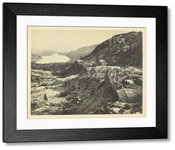 Framed Print : Summit of Sierra Nevada, Snow Sheds in Foreground, Donner Lake in the Distance, C. P. R Framed Print : Summit of Sierra Nevada, Snow Sheds in Foreground, Donner Lake in the Distance, C. P. R