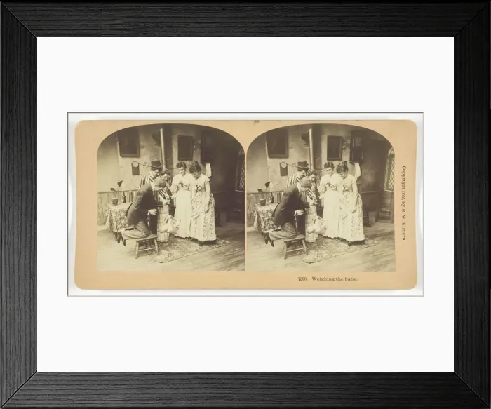 Framed Print : Weighing the Baby, 1892. Creator: BW Kilburn Framed Print : Weighing the Baby, 1892. Creator: BW Kilburn