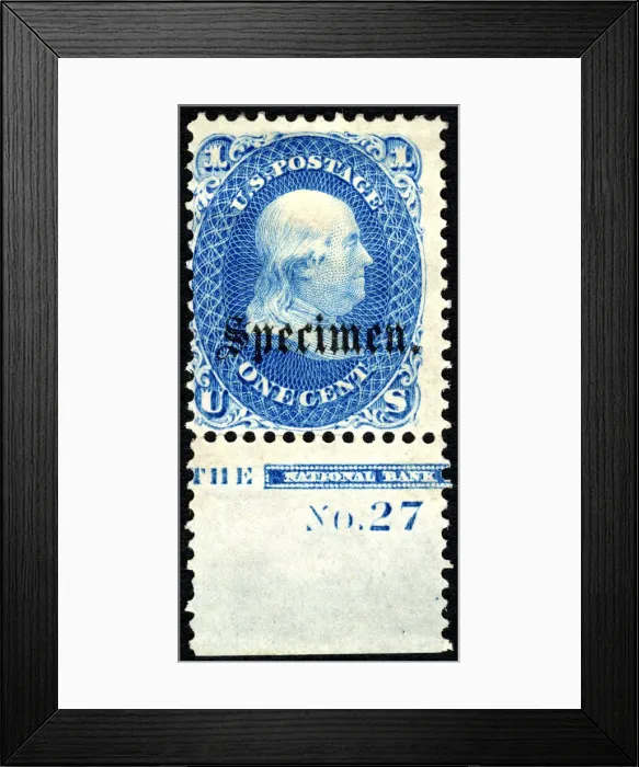Framed Print : 1c Franklin Specimen'overprint single, 1861. Creator: Unknown Framed Print : 1c Franklin Specimen'overprint single, 1861. Creator: Unknown