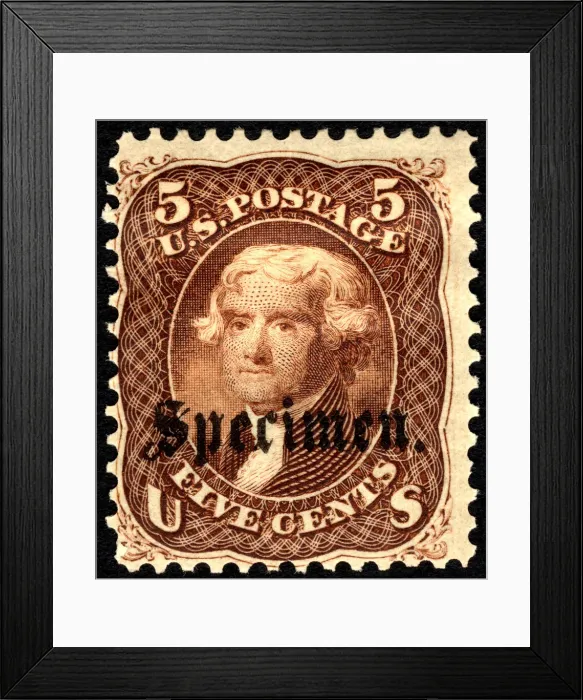 Framed Print : 5c Thomas Jefferson Specimen'overprint single, 1863. Creator: Unknown Framed Print : 5c Thomas Jefferson Specimen'overprint single, 1863. Creator: Unknown