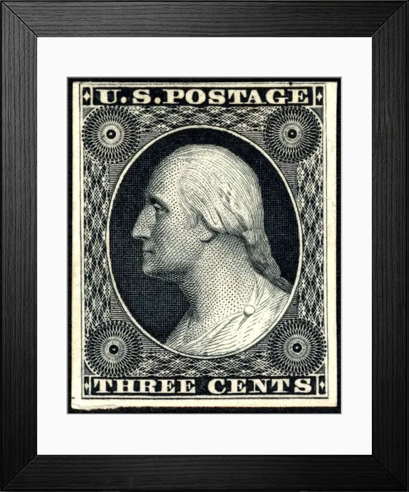 Framed Print : 3c Washington trial color card proof, 1881. Creator: American Bank Note Company Framed Print : 3c Washington trial color card proof, 1881. Creator: American Bank Note Company
