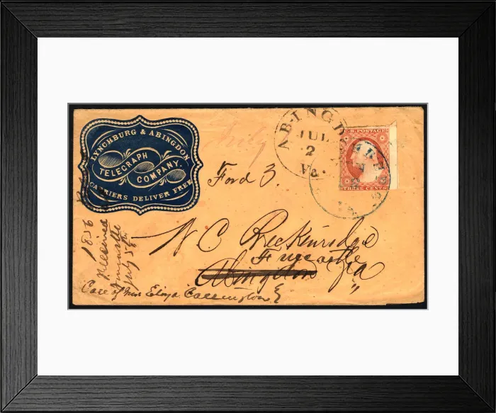 Framed Print : 3c Washington on advertising cover, July 2, 1856. Creator: Unknown Framed Print : 3c Washington on advertising cover, July 2, 1856. Creator: Unknown