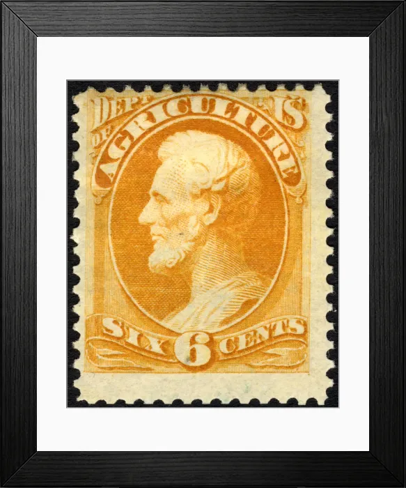 Framed Print : 6c Abraham Lincoln Agriculture Department single, 1873. Creator: Unknown Framed Print : 6c Abraham Lincoln Agriculture Department single, 1873. Creator: Unknown