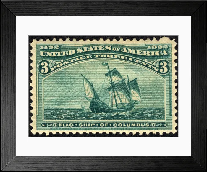 Framed Print : 3c Flagship of Columbus single, 1893. Creator: Unknown Framed Print : 3c Flagship of Columbus single, 1893. Creator: Unknown
