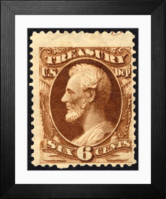 Framed Print : 6c Abraham Lincoln Treasury Department single, 1873. Creator: Unknown Framed Print : 6c Abraham Lincoln Treasury Department single, 1873. Creator: Unknown